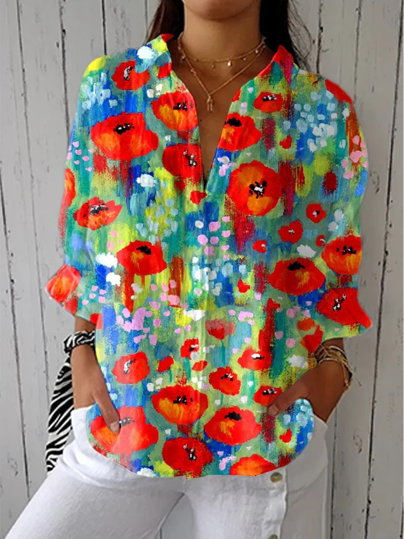 Blusa Rosa con Fiori Eleganti