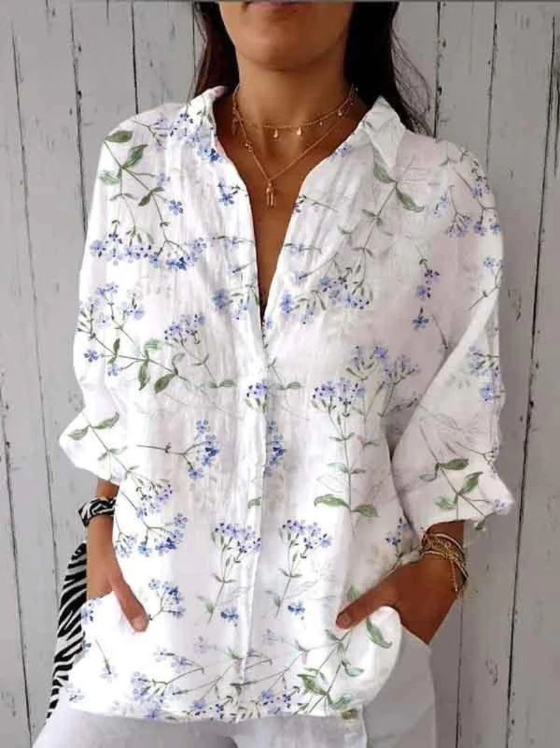 Blusa Rosa con Fiori Eleganti