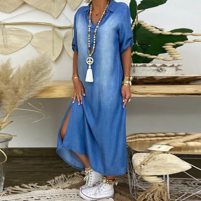 Franca – Abito Lungo in Denim Leggero