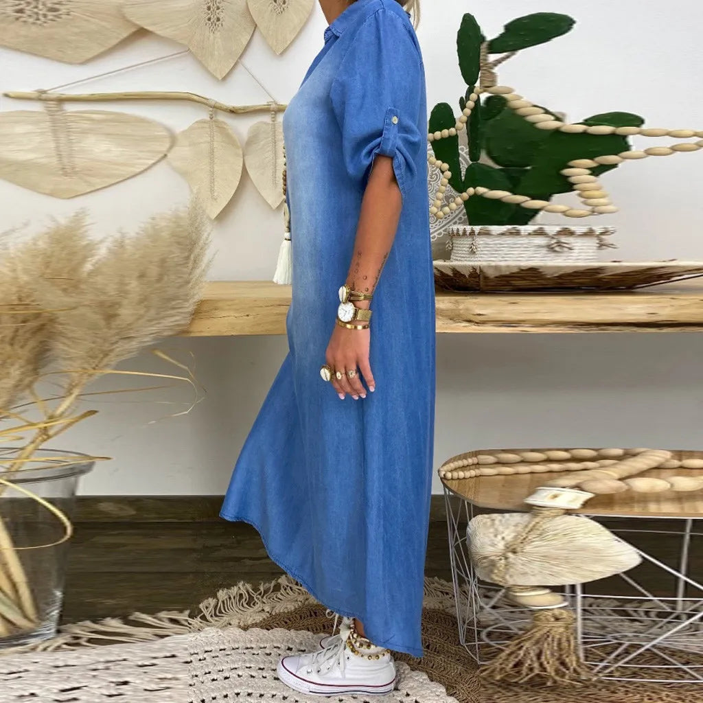 Franca – Abito Lungo in Denim Leggero