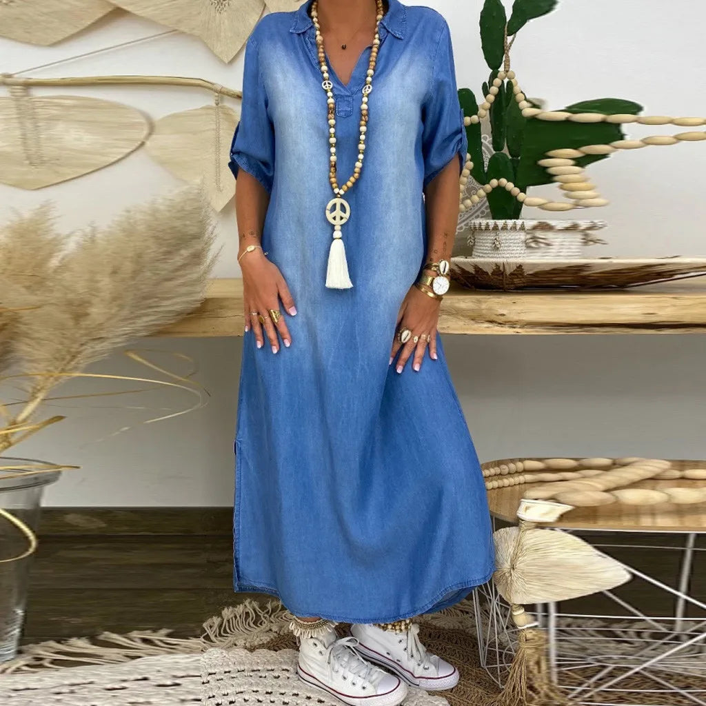 Franca – Abito Lungo in Denim Leggero