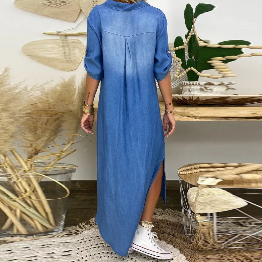 Franca – Abito Lungo in Denim Leggero