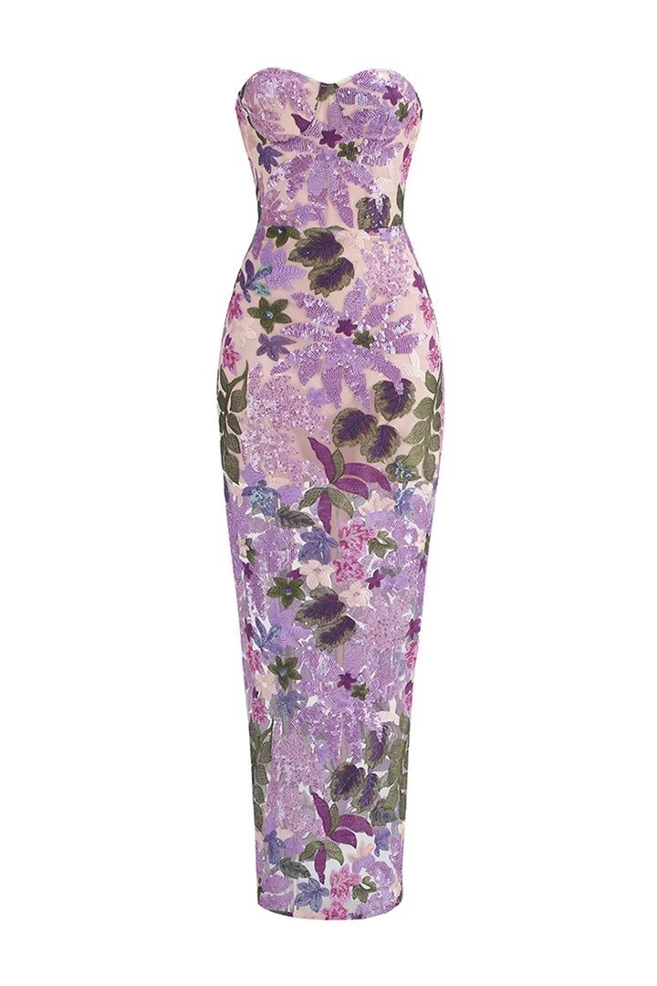Kelly - Abito viola con paillettes ricamate