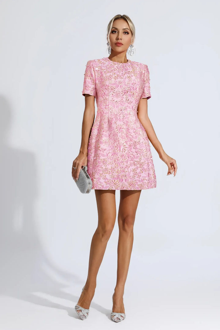 Alyshia - Mini abito floreale jacquard