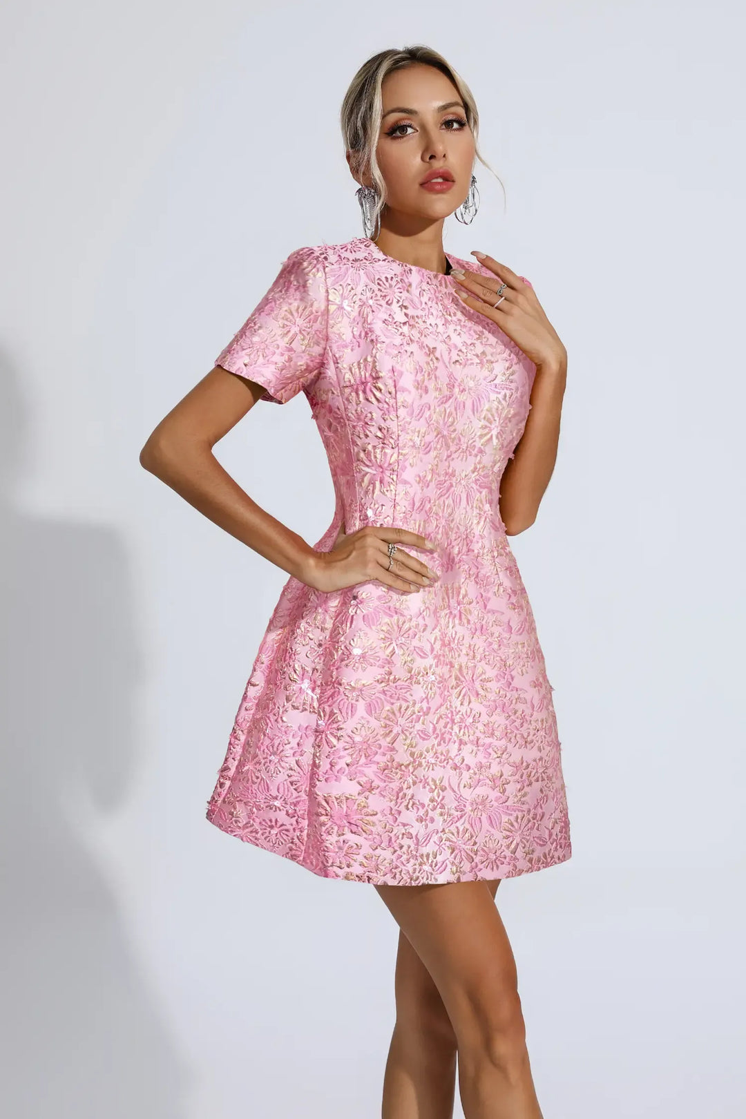 Alyshia - Mini abito floreale jacquard