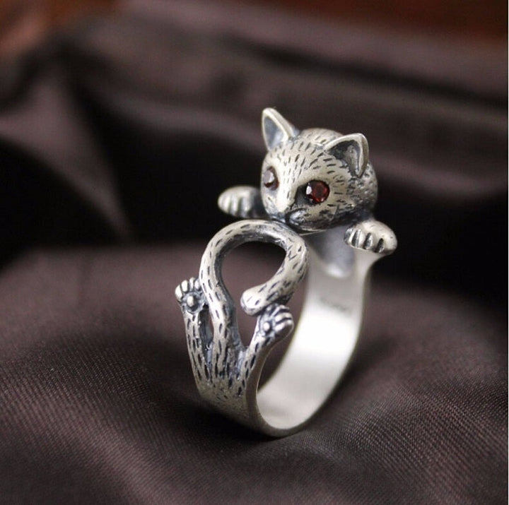 Anello Gatto d’Argento Regolabile
