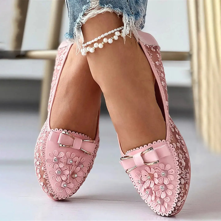 Fiorella – Ballerine Eleganti con Ricami e Fiocco