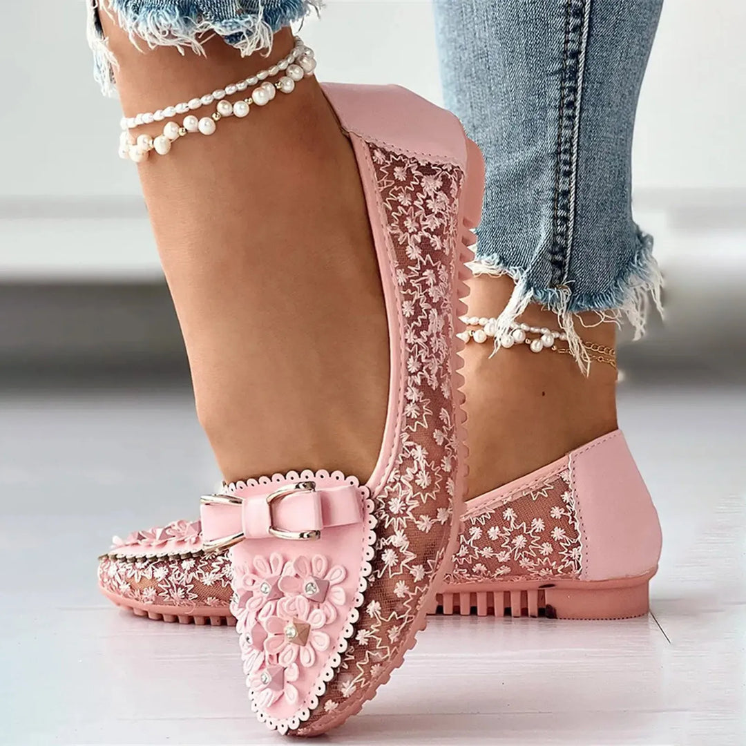Fiorella – Ballerine Eleganti con Ricami e Fiocco