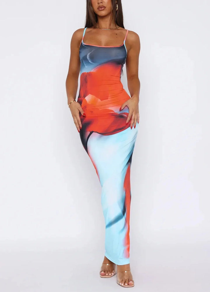 Ione - Maxi abito tubino stampato chic