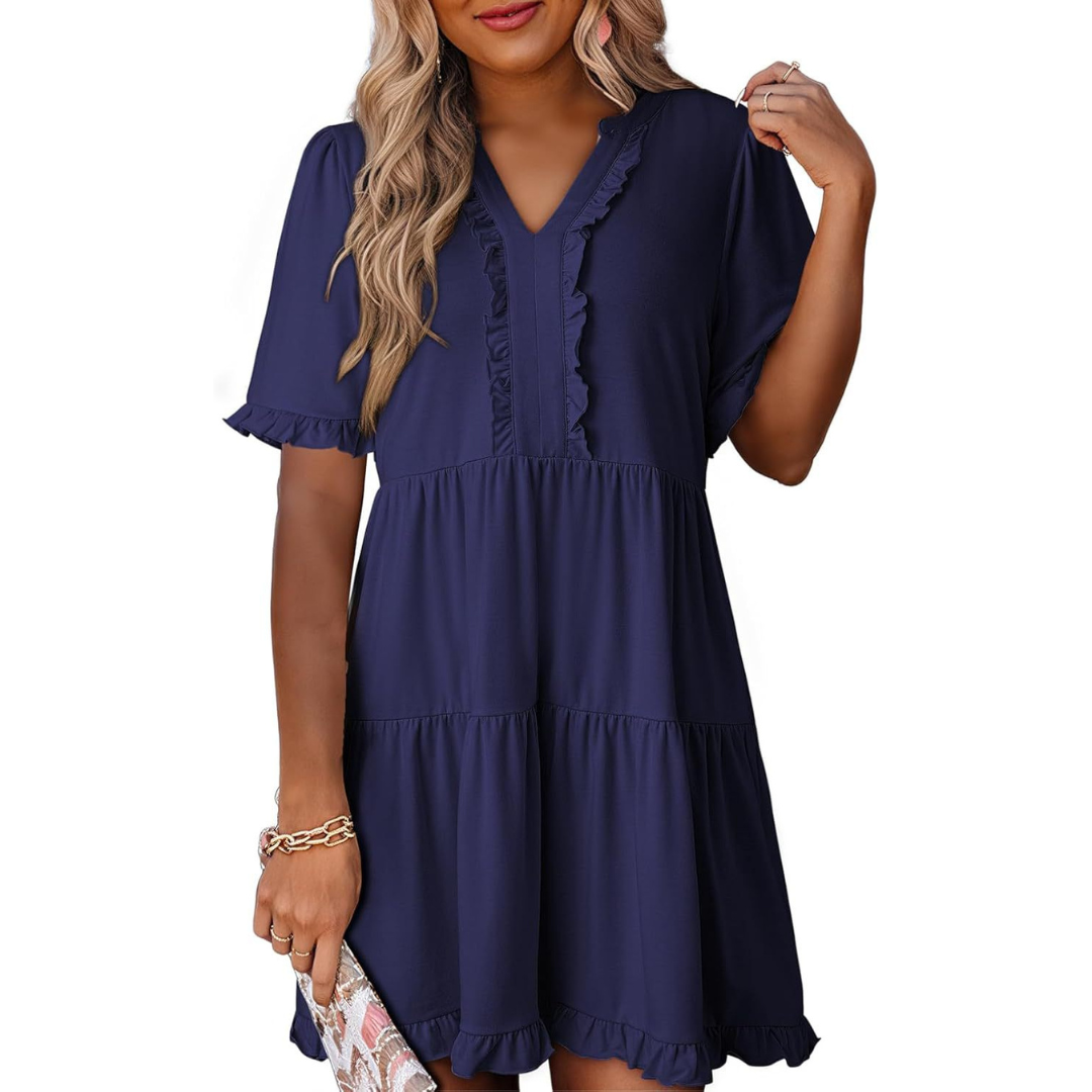 Shaila™ - Abito Casual Mini con Scollo a V