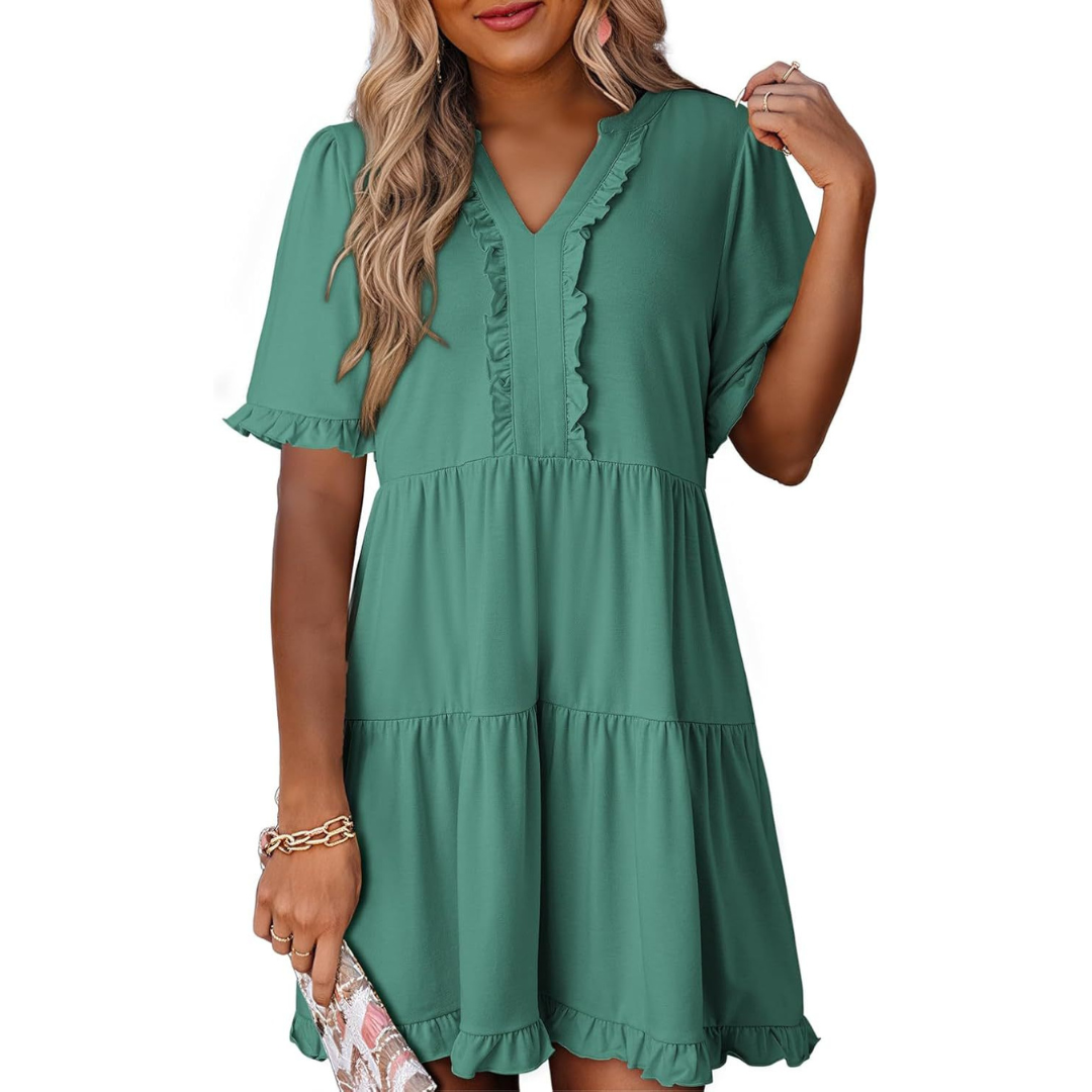 Shaila™ - Abito Casual Mini con Scollo a V