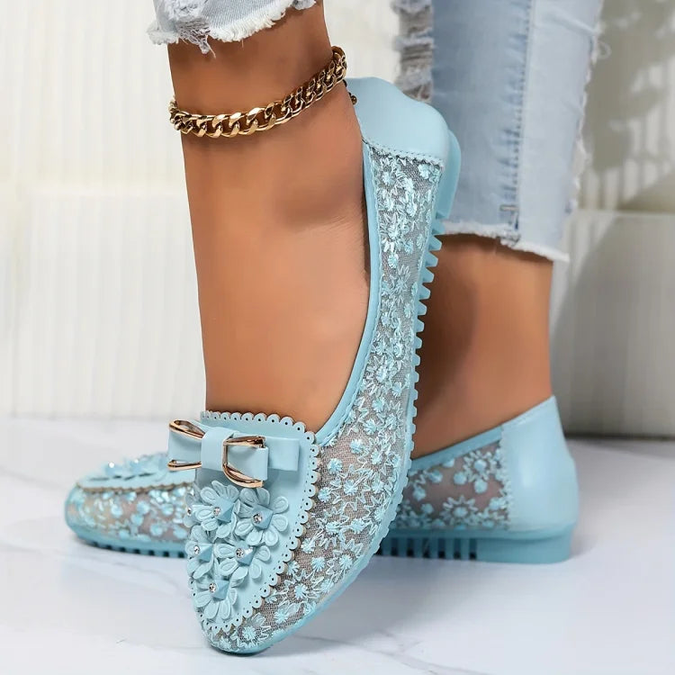 Fiorella – Ballerine Eleganti con Ricami e Fiocco