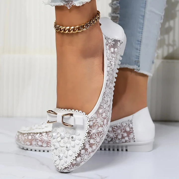 Fiorella – Ballerine Eleganti con Ricami e Fiocco