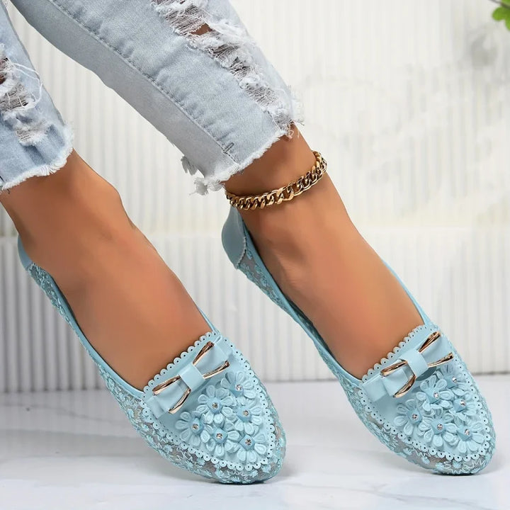 Fiorella – Ballerine Eleganti con Ricami e Fiocco