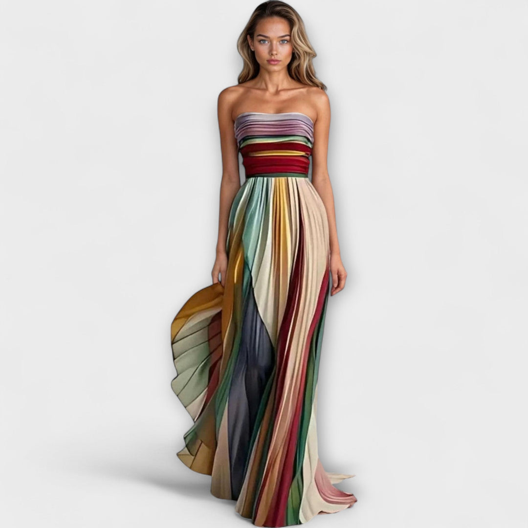 Valentina – Abito Lungo Multicolore Elegante