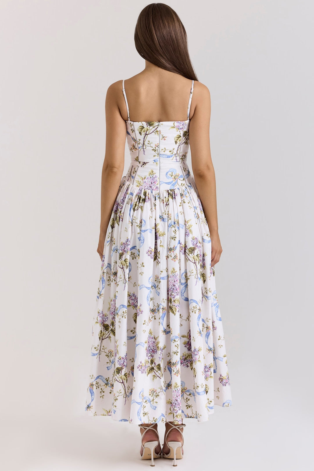 Kessara - Elegante maxi abito estivo con stampa floreale e spalline sottili